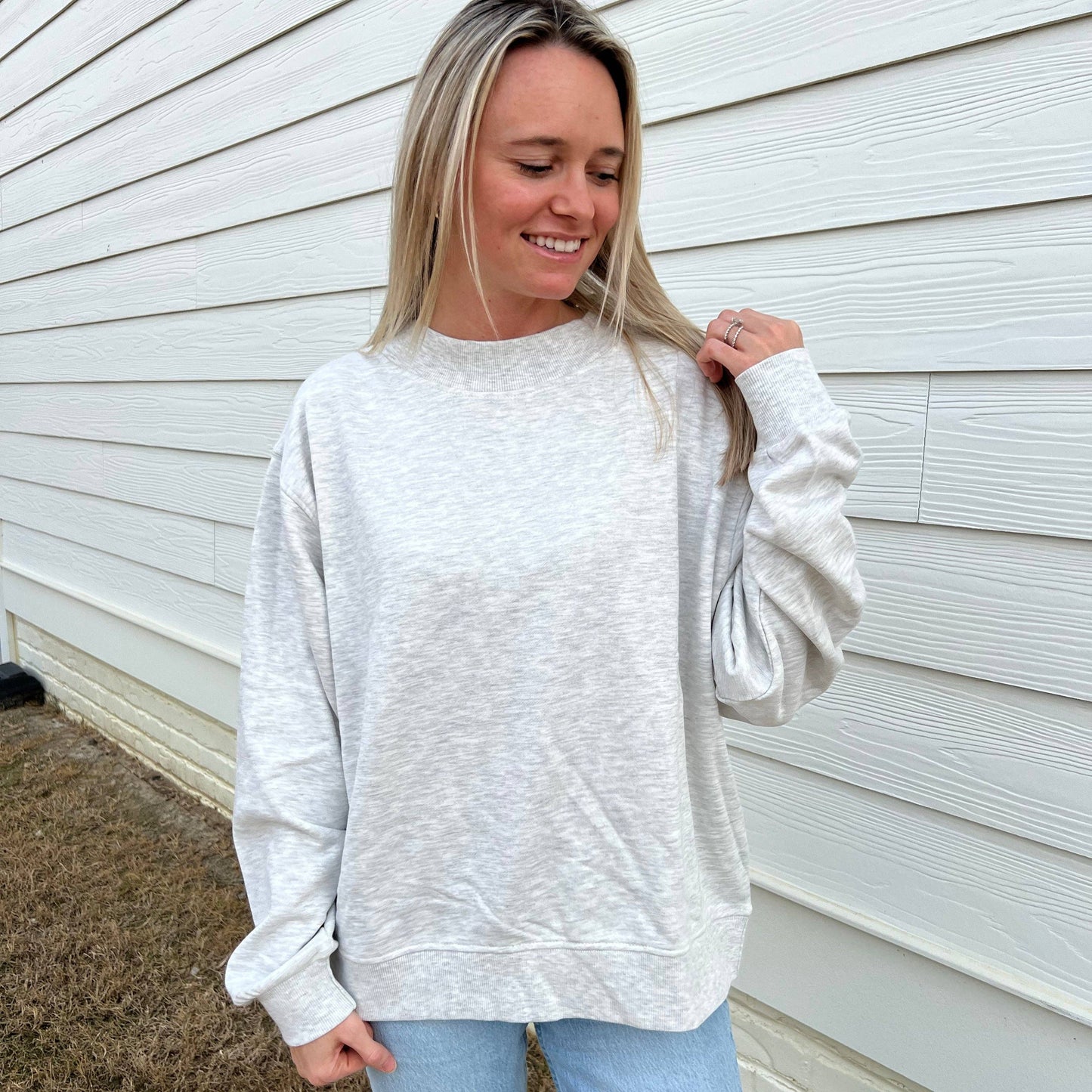 Ash Oversized French Terry Mockneck Unisex T-shirt, Sweatshirt, Hoodie, Long Sleeve Tee - T-Shirt, Sweatshirt, Hoodie