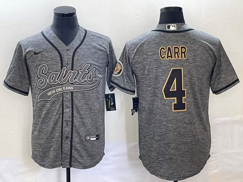 Men's New Orleans Saints Derek Carr Gray Game Jersey Joint Edition football jersey product view 1