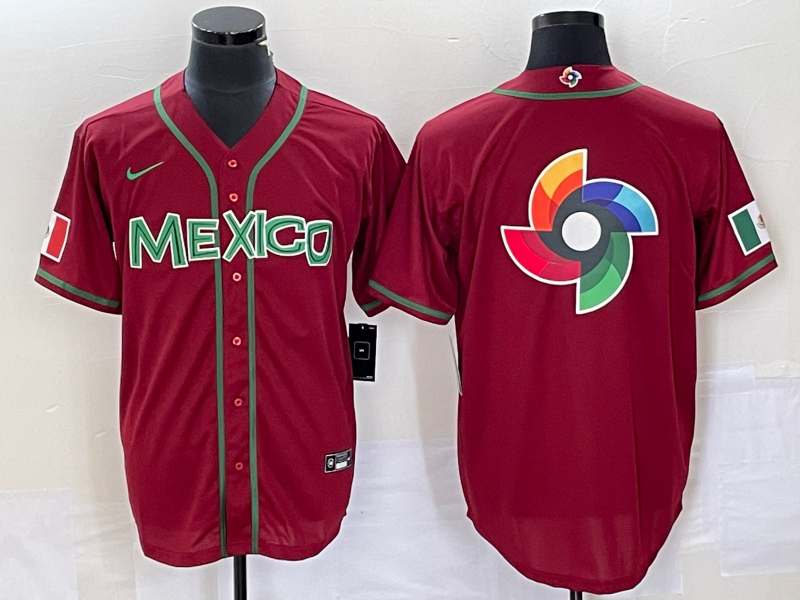 Men's 2023 World Baseball Classic Mexico Red Player Jersey baseball jersey product view 1