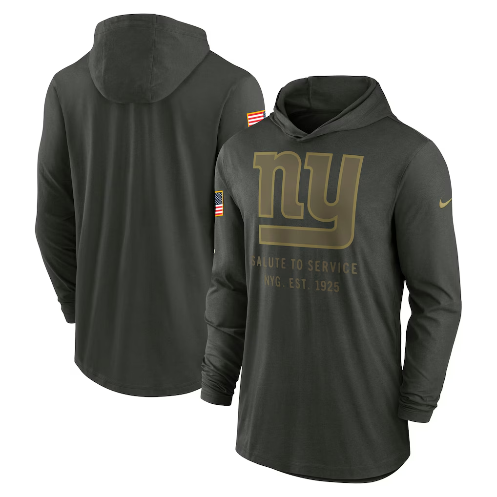 Men's New York Giants Forest Green 2025 Salute to Service Sideline Dri-FIT Lightweight Hooded Pullover football jersey product view 1