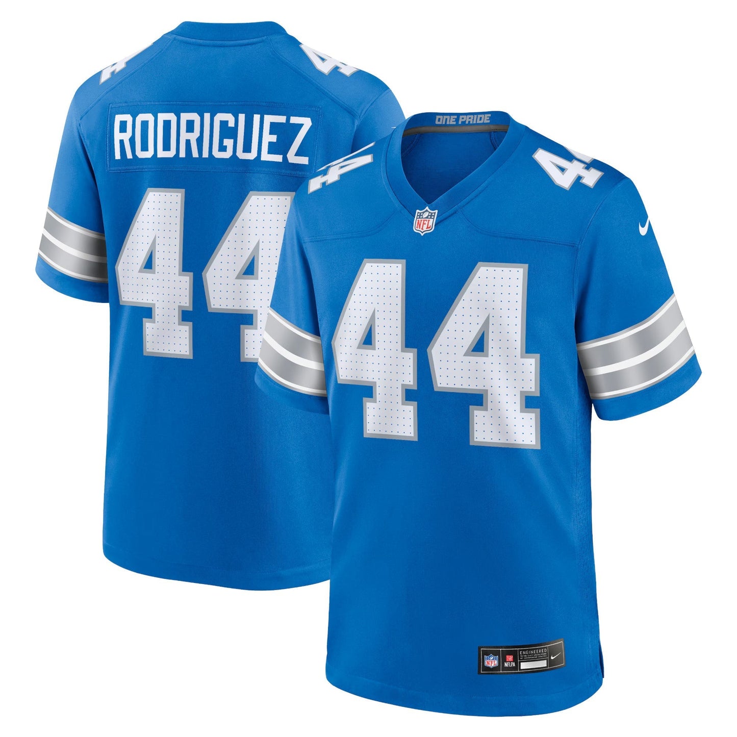Detroit Lions Malcolm Rodriguez Blue Game Jersey football jersey product view 1