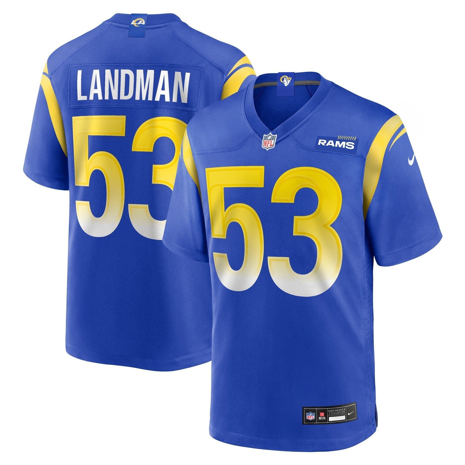 Los Angeles Rams Nate Landman Royal Team Game Jersey football jersey product view 1