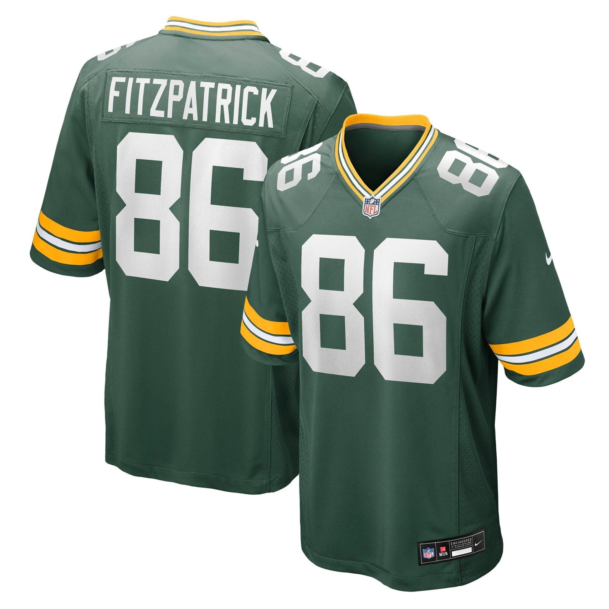 Green Bay Packers John FitzPatrick Green Team Game Jersey football jersey product view 1