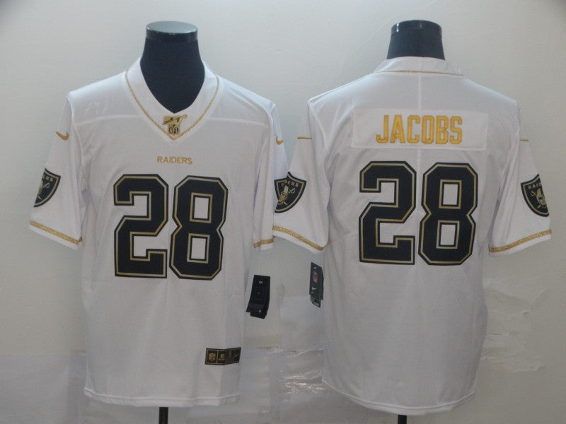 Men's Las Vegas Raiders Josh Jacobs #28 White Game Player Jersey1 football jersey product view 1