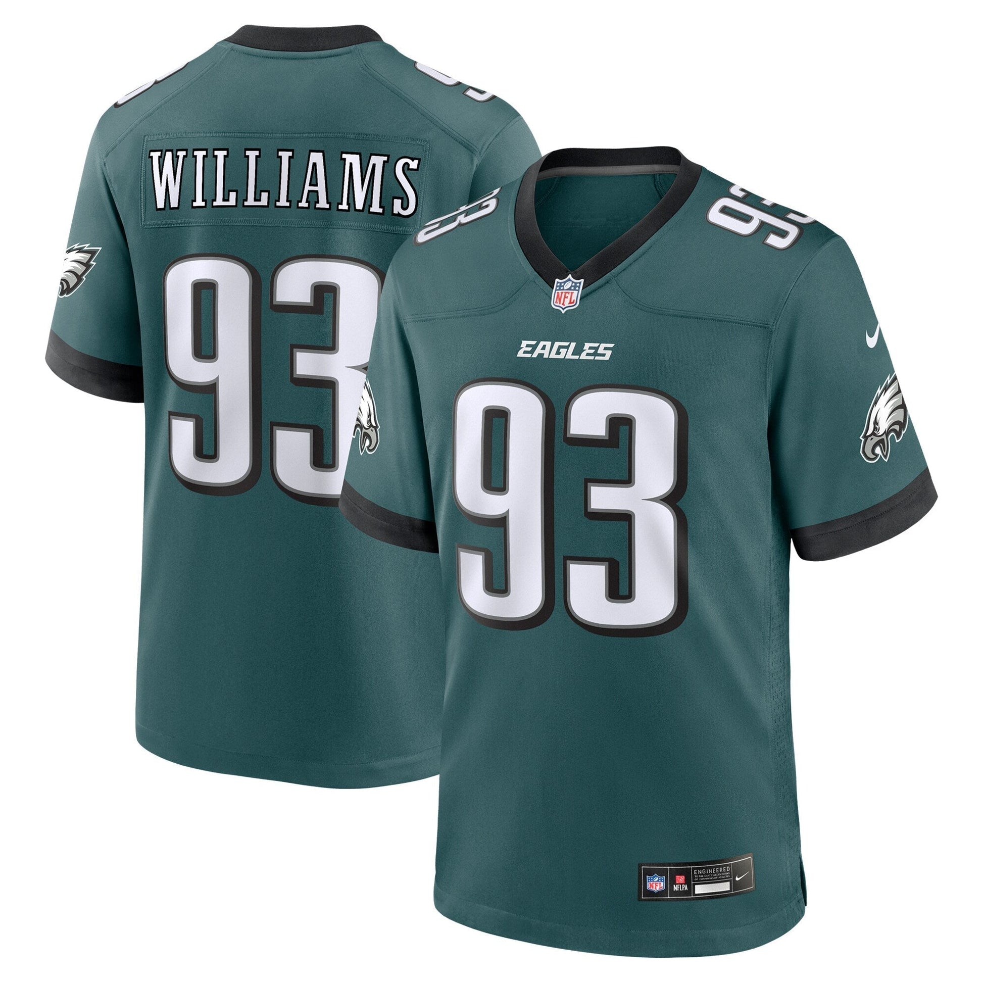 Milton Williams Philadelphia Eagles Team Game Jersey - Midnight Green football jersey product view 1