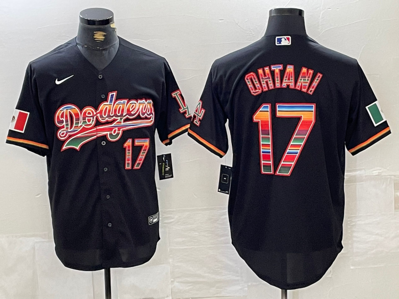Men's Los Angeles Dodgers Shohei Ohtani Black Replica Player Name Jersey baseball jersey product view 1