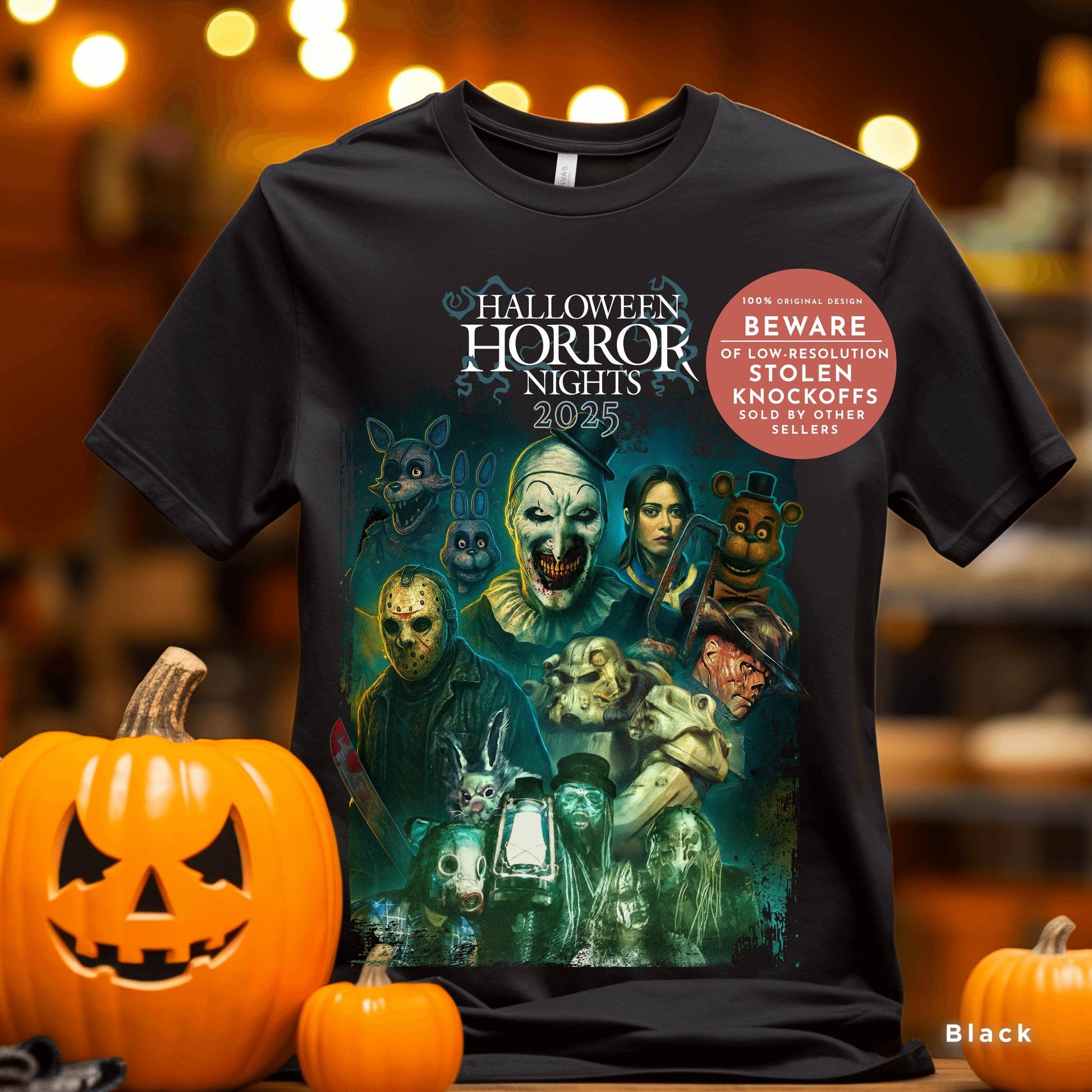 Terrifier Tee Universal Horror Nights 2025 Apparel Unisex T-shirt, Sweatshirt, Hoodie, Long Sleeve Tee - T-Shirt, Sweatshirt, Hoodie