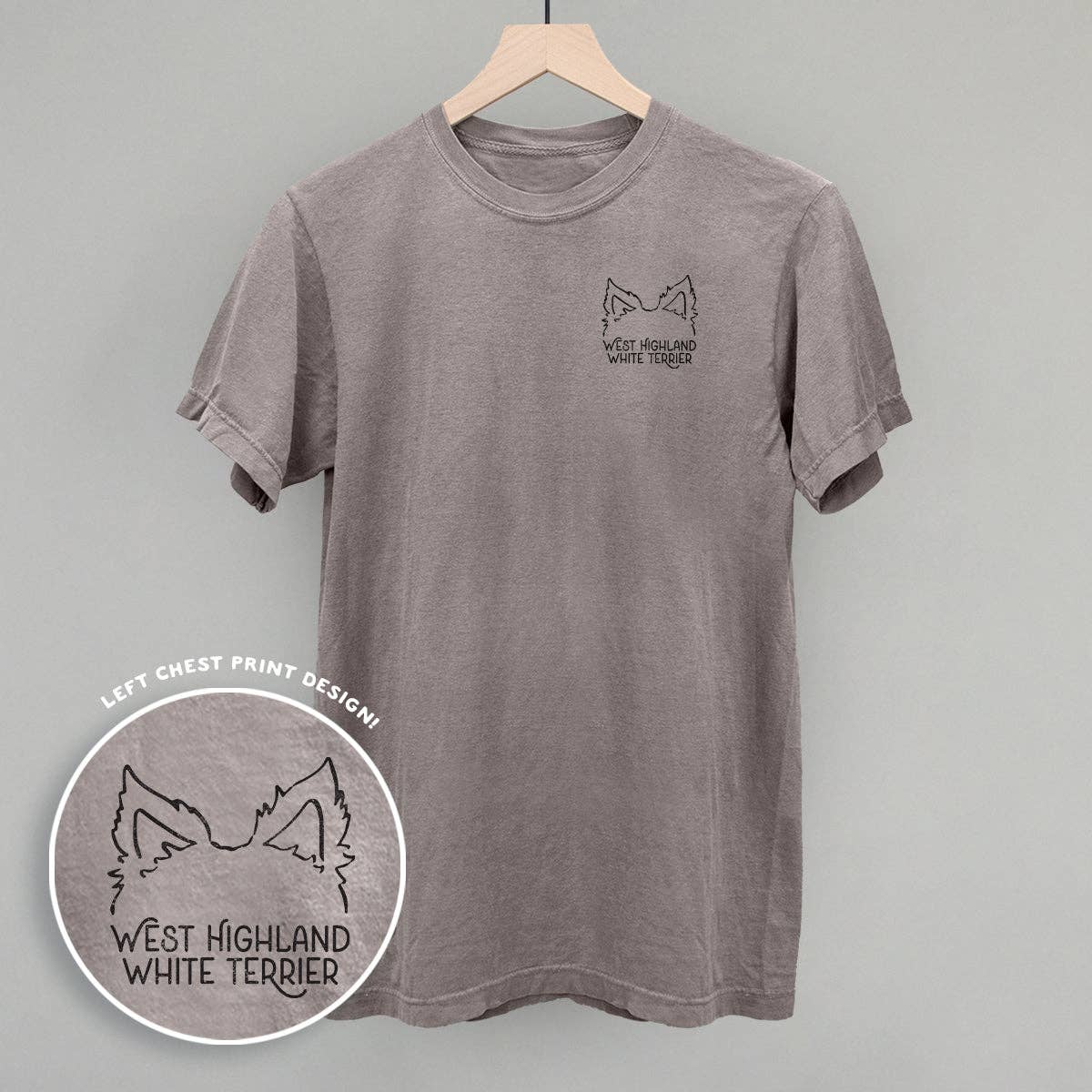 West Highland White Terrier (Left Chest) Unisex T-shirt, Sweatshirt, Hoodie, Long Sleeve Tee - T-Shirt, Sweatshirt, Hoodie