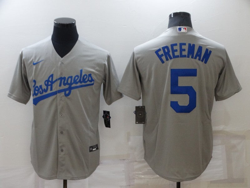 Men's Los Angeles Dodgers Freddie Freeman #5 Gray Replica Baseball Jersey1 baseball jersey product view 1