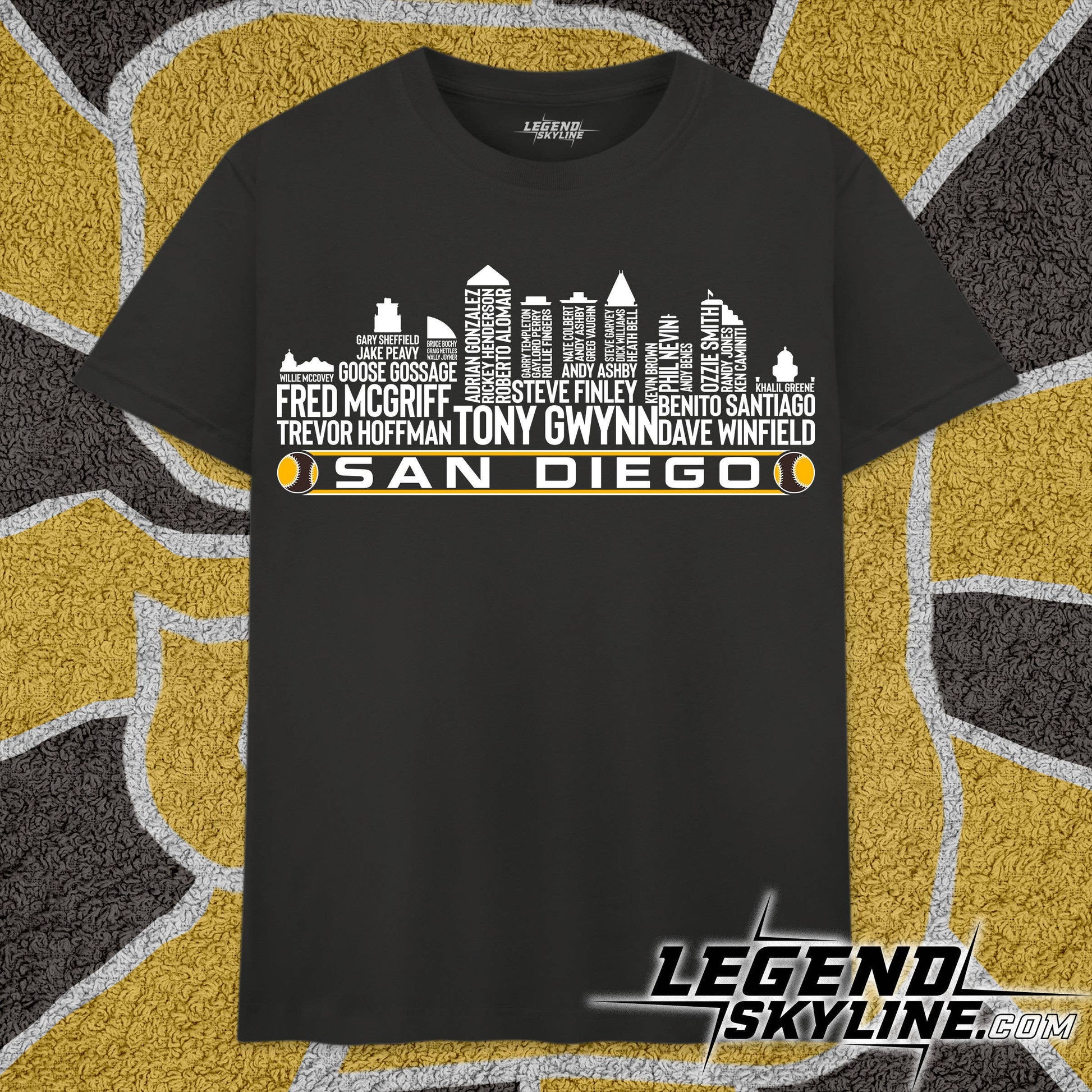 San Diego Baseball Legends Skyline Tee Shirt Unisex T-shirt, Sweatshirt, Hoodie, Long Sleeve Tee - T-Shirt, Sweatshirt, Hoodie