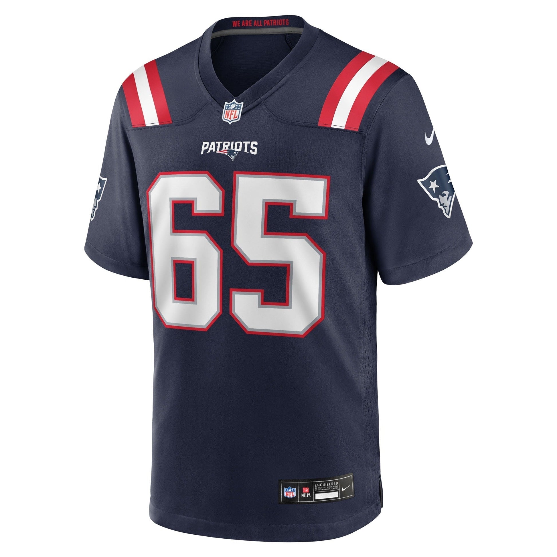 New England Patriots Garrett Bradbury Navy Team Game Jersey football jersey product view 2