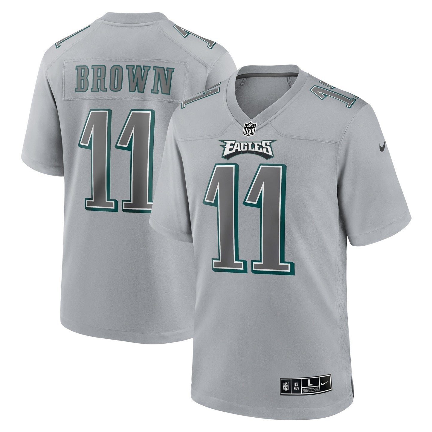 A.J. Brown Philadelphia Eagles Atmosphere Fashion Game Jersey - Gray football jersey product view 1