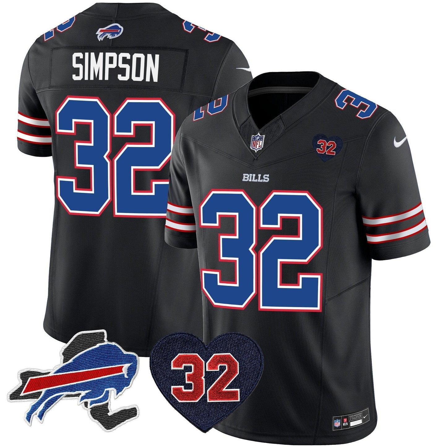 Mens Buffalo Bills O.J. Simpson Patch Vapor Limited Jersey All Stitched football jersey product view 1