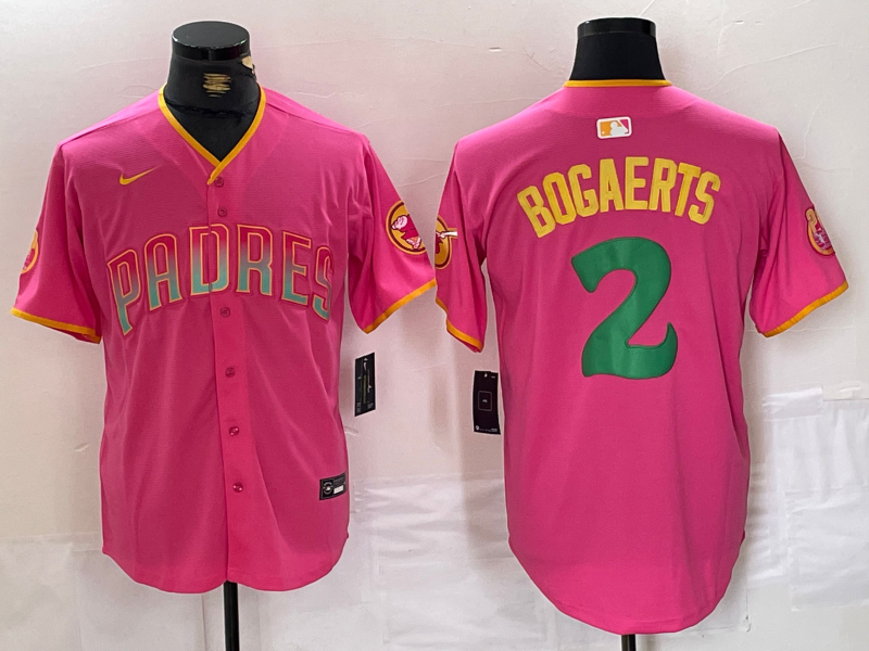 Men's San Diego Padres Xander Bogaerts #2 Pink Replica Player Jersey1 baseball jersey product view 1