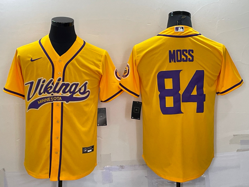 Men's Minnesota Vikings Randy Moss Yellow Game Jersey Joint Edition football jersey product view 1