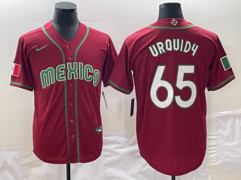 Men's 2023 World Baseball Classic #65 Jose Urquidy Mexico Red Jersey1 baseball jersey product view 1