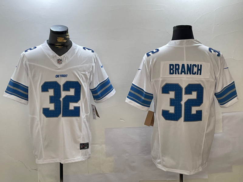 Men's Detroit Lions Brian Branch #32 White Game Jersey1 football jersey product view 1