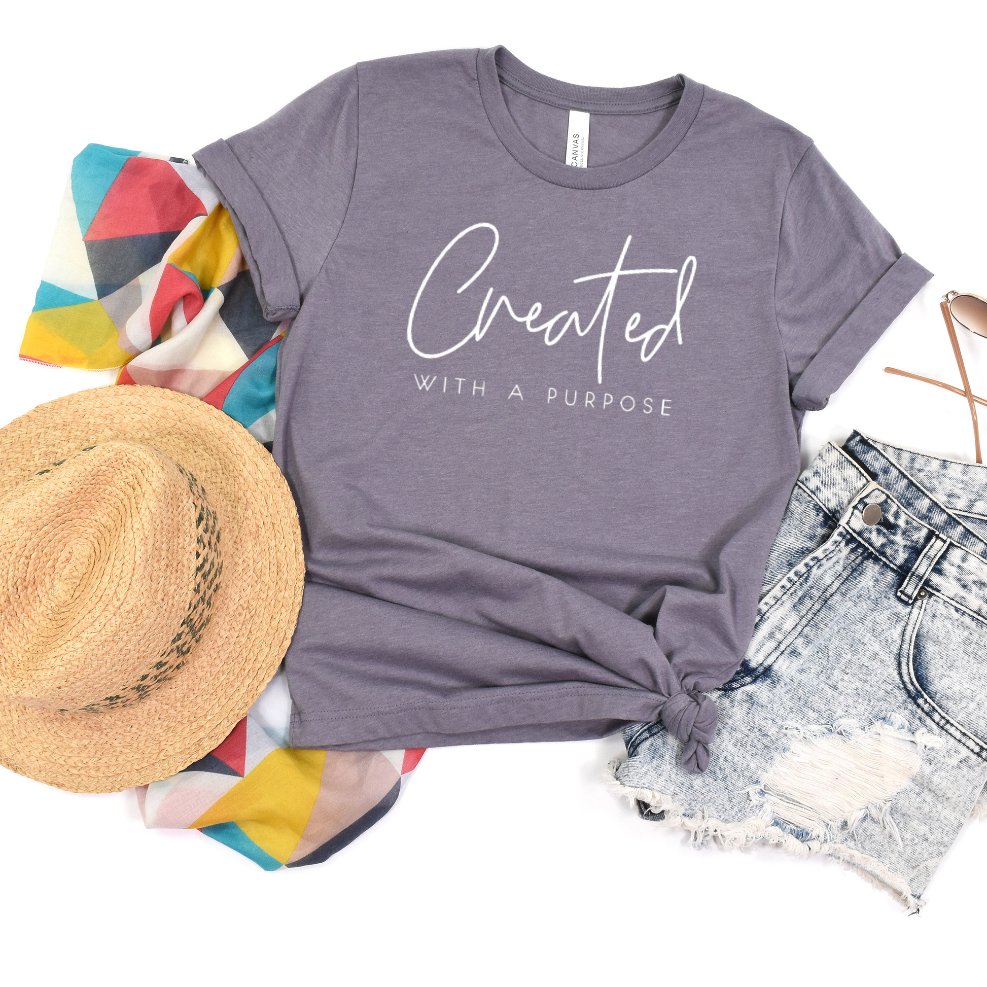 Created with A Purpose Tee - Self Love Tee - Christian Tee Unisex T-shirt, Sweatshirt, Hoodie, Long Sleeve Tee - T-Shirt, Sweatshirt, Hoodie