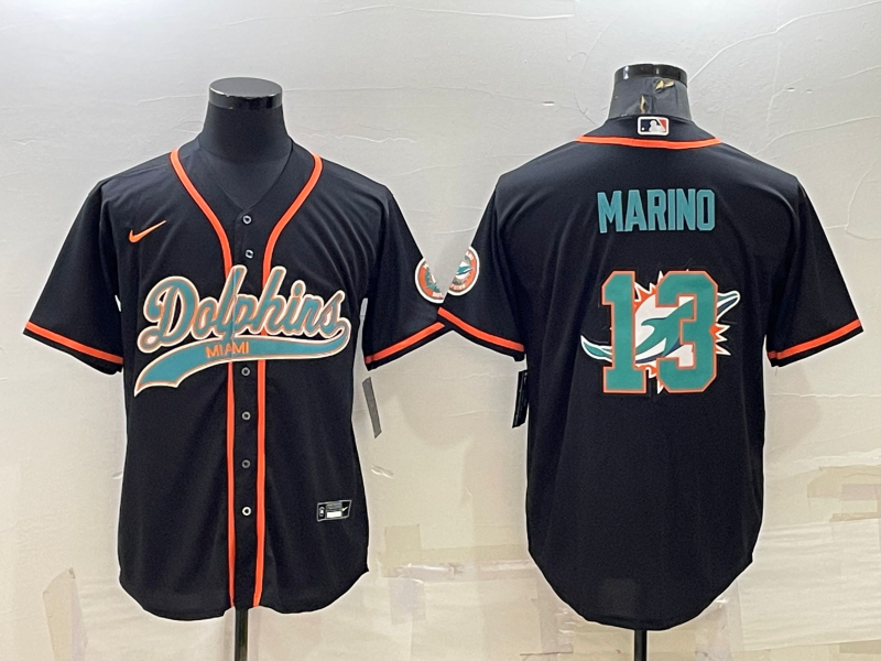 Men's Miami Dolphins Dan Marino Black Player Jersey Joint Edition football jersey product view 1