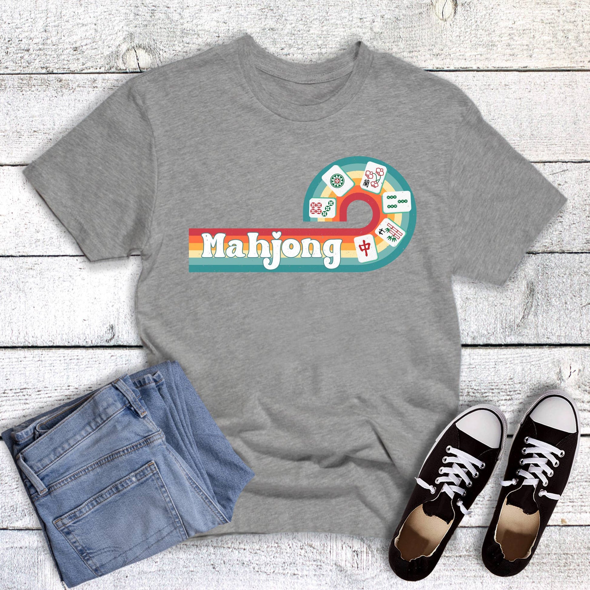 Mahjong Retro Wave Graphic Tee Unisex T-shirt, Sweatshirt, Hoodie, Long Sleeve Tee - T-Shirt, Sweatshirt, Hoodie