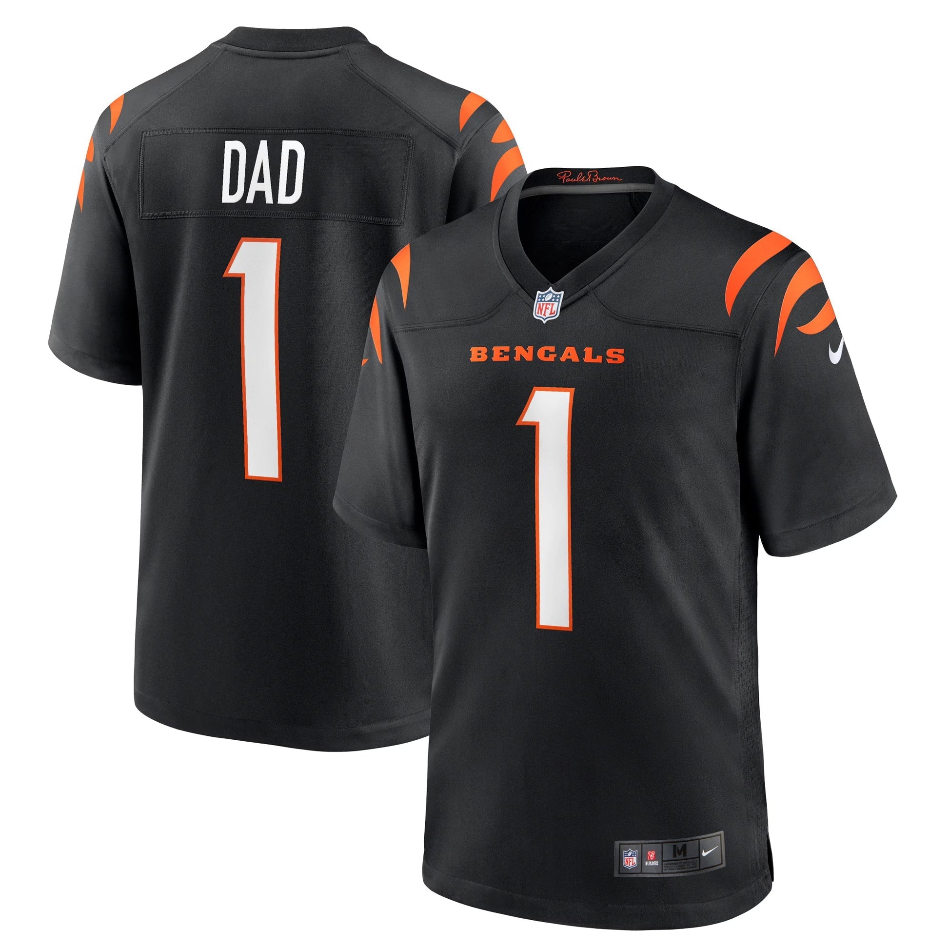 Cincinnati Bengals Number 1 Dad Black Game Jersey football jersey product view 1