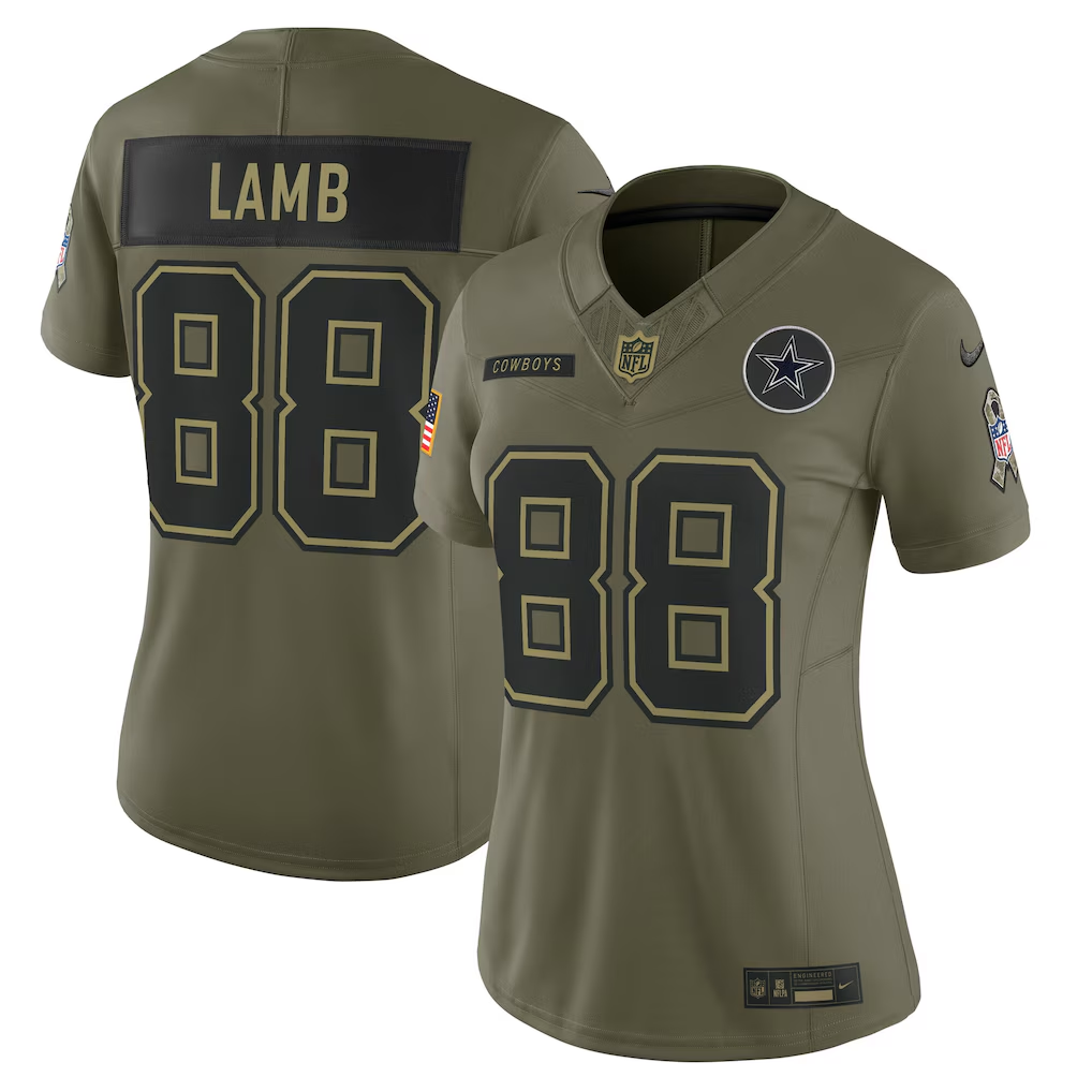 Women's Dallas Cowboys CeeDee Lamb Olive 2025 Salute to Service Limited Jersey football jersey product view 1