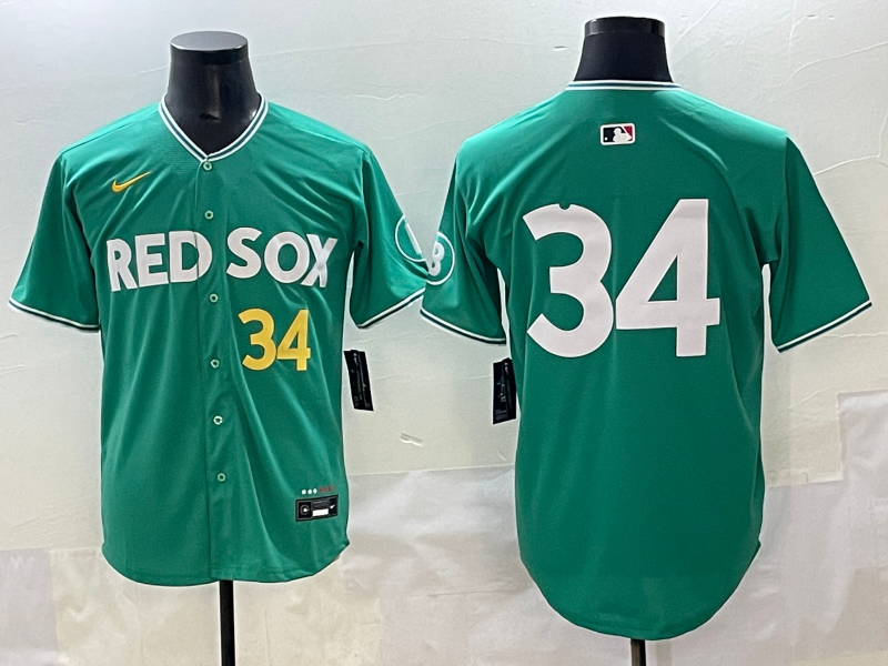 Men's Boston Red Sox David Ortiz #34 Green 2025 City Connect Limited Retired Player Jersey baseball jersey product view 1