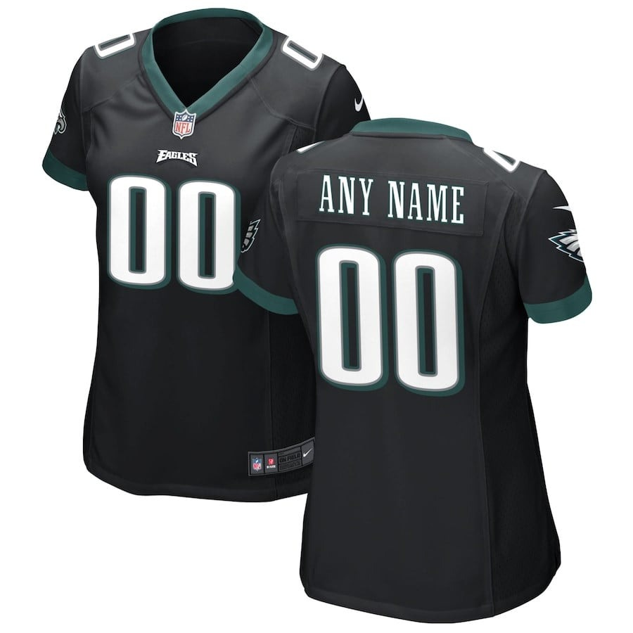 Women's Black Philadelphia Eagles Alternate Custom Game Jersey football jersey product view 1