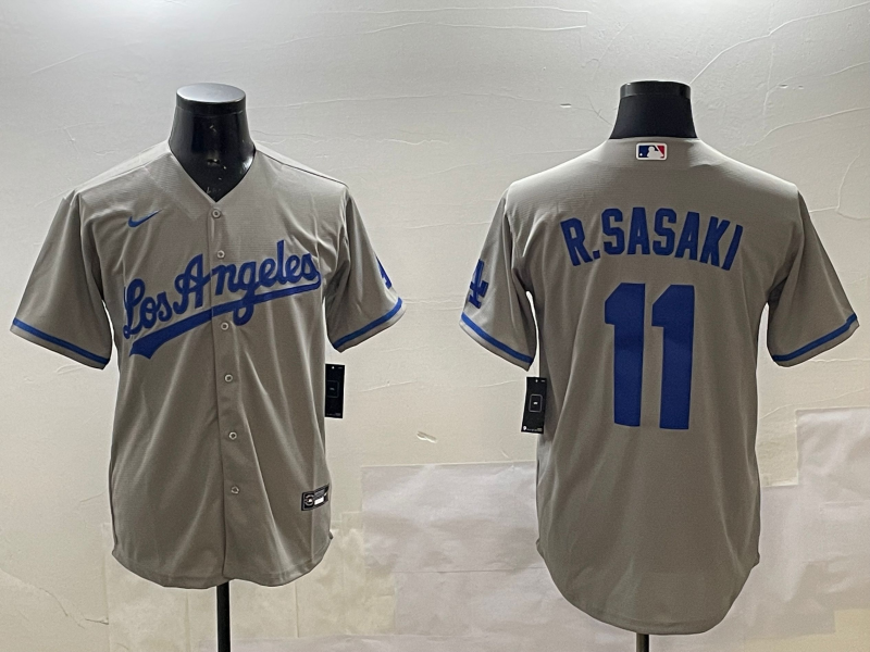 Men's Los Angeles Dodgers Roki Sasaki #11 Gray Alternate Replica Team Jersey baseball jersey product view 1
