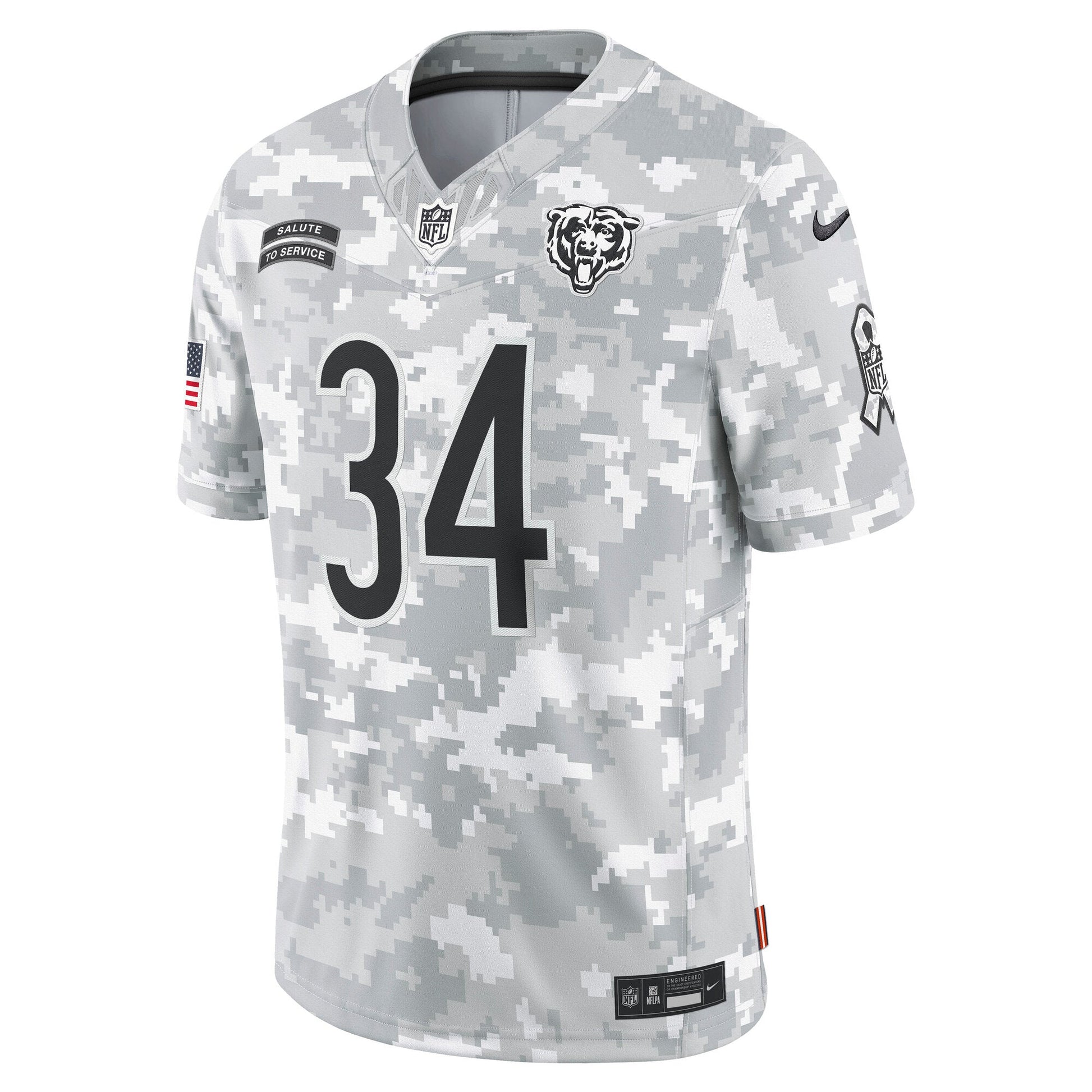 Walter Payton Chicago Bears 2024 Salute to Service Retired Limited Jersey - Arctic Camo football jersey product view 2