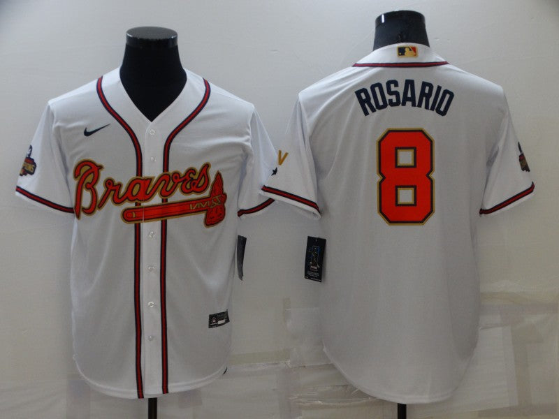 Men's Atlanta Braves Eddie Rosario White Replica Player Jersey baseball jersey product view 1