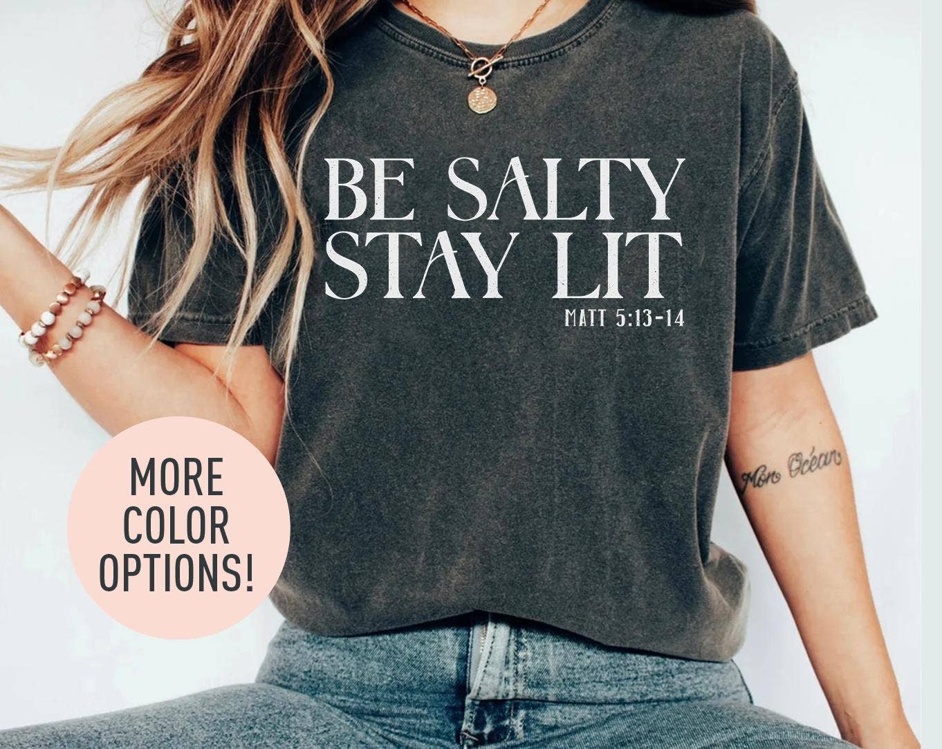 Be Salty Stay Lit Christian Faith Shirt Religious For Women Unisex T-shirt, Sweatshirt, Hoodie, Long Sleeve Tee - T-Shirt, Sweatshirt, Hoodie