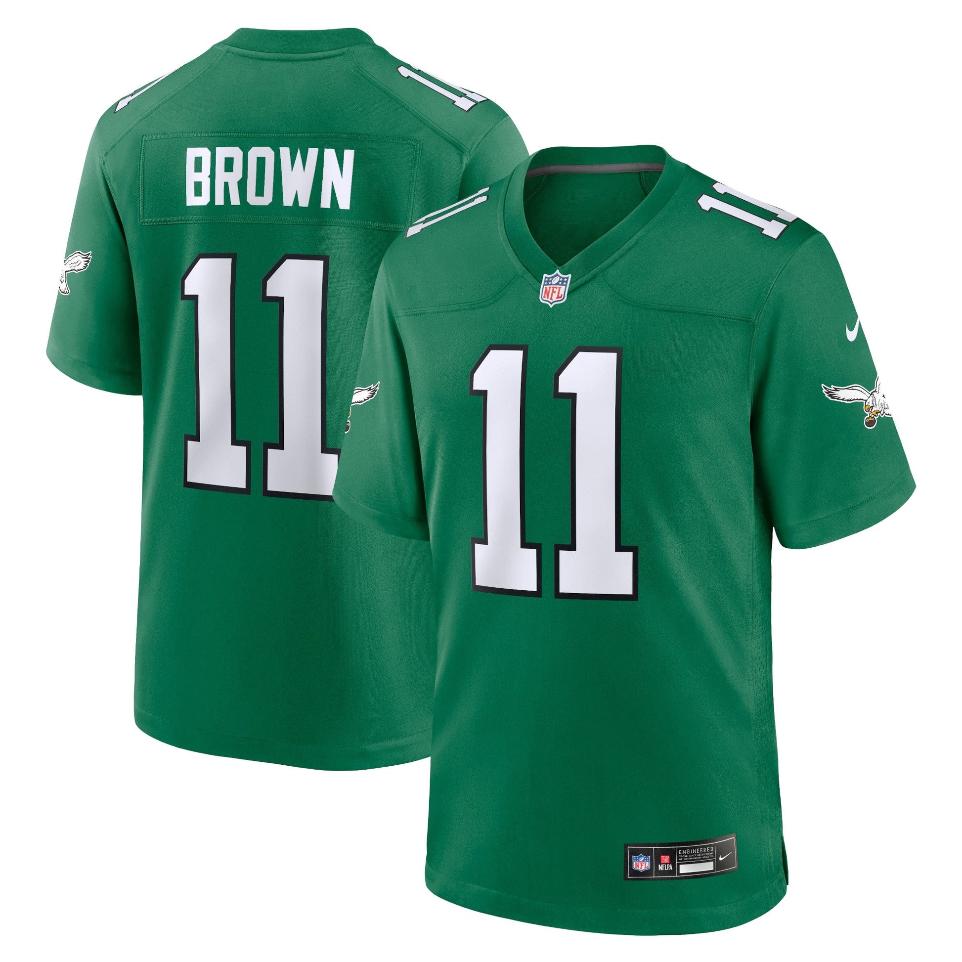 A.J. Brown Philadelphia Eagles Alternate Game Jersey - Kelly Green football jersey product view 1