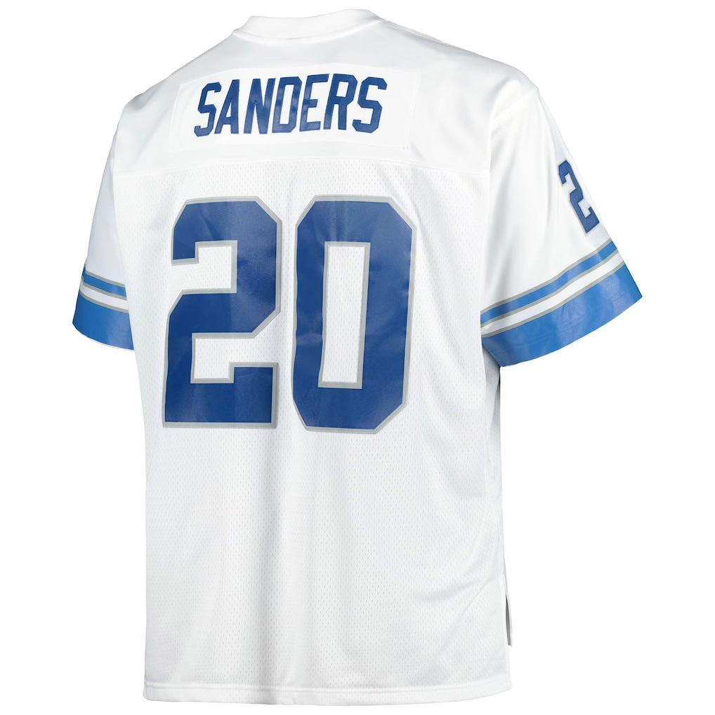 D.Lions #20 Barry Sanders White Big & Tall 1996 Retired Player Replica Jersey football jersey product view 1