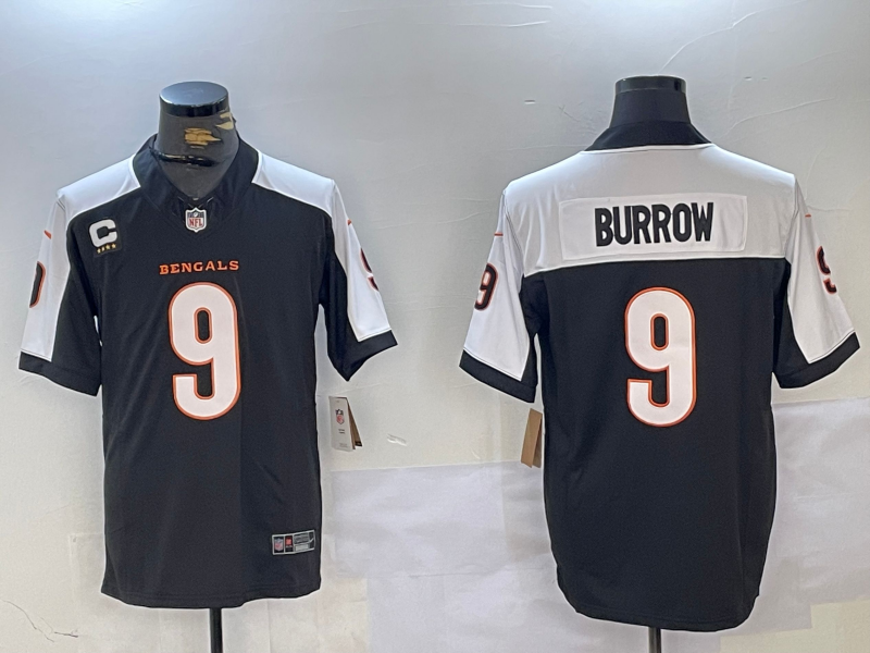 Men's Cincinnati Bengals Joe Burrow #9 Black Player Jersey1 football jersey product view 1