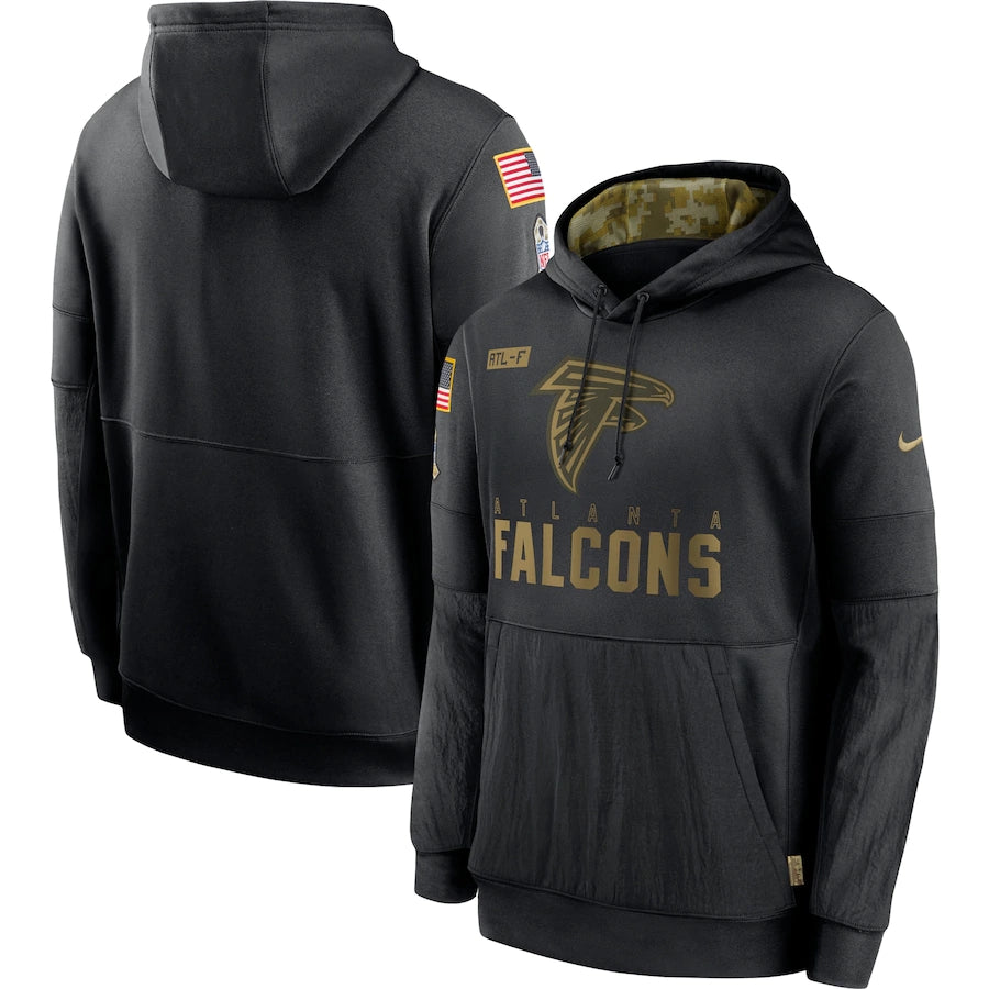 Men's Atlanta Falcons 2020 Salute to Service Hoodie Black football jersey product view 1