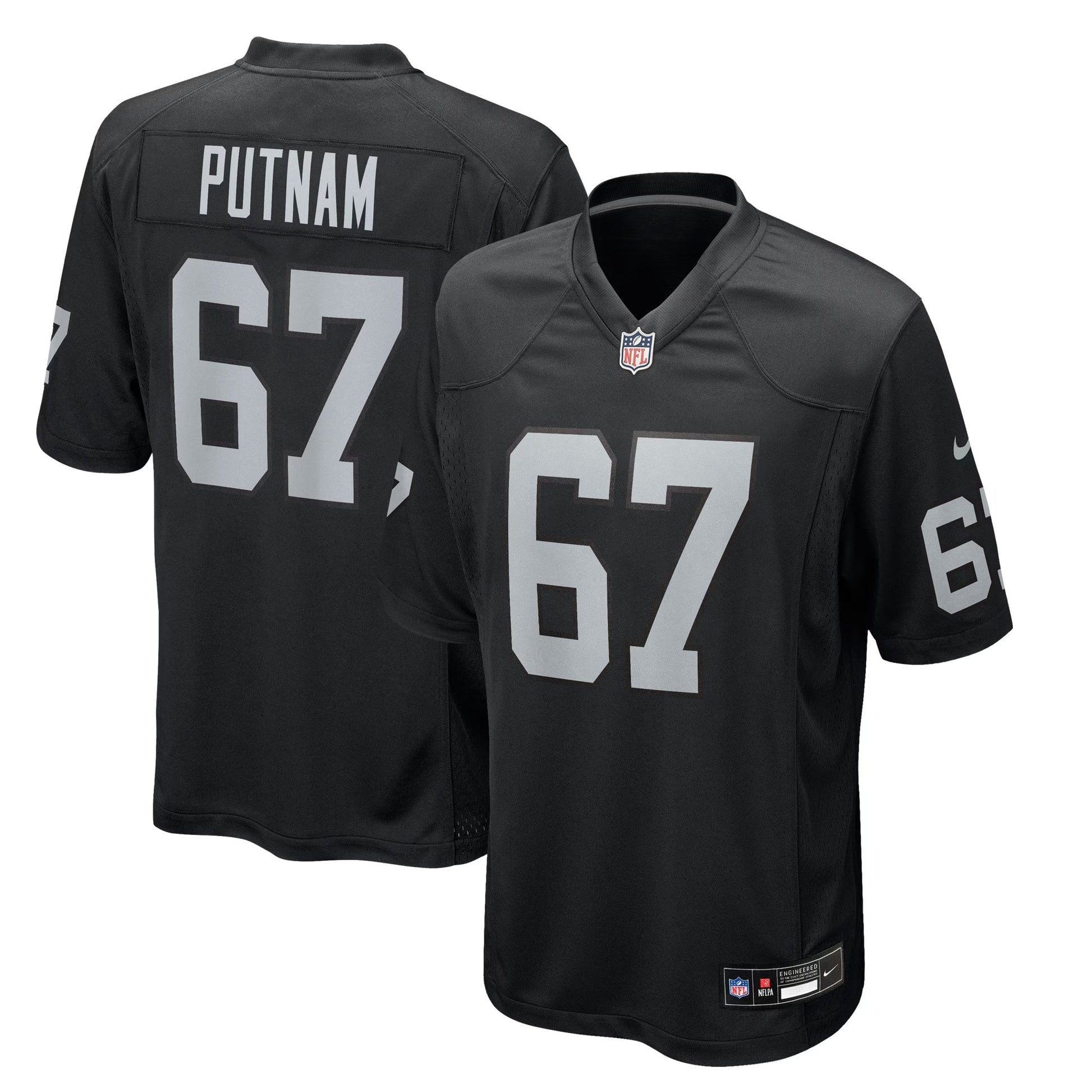 Las Vegas Raiders Will Putnam Black Team Game Jersey football jersey product view 1