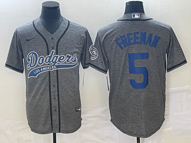 Men's Los Angeles Dodgers Freddie Freeman #5 Gray Game Jersey1 Joint Edition baseball jersey product view 1