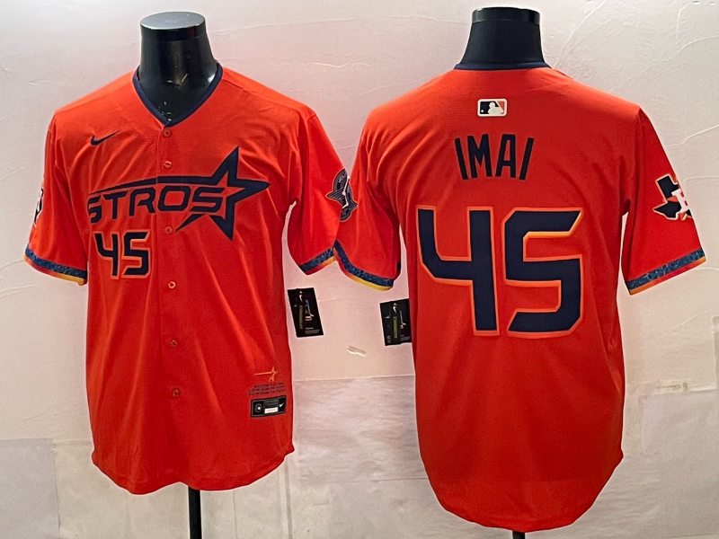 Men's Houston Astros Tatsuya Imai #45 Orange 2025 City Connect Limited Player Jersey baseball jersey product view 1