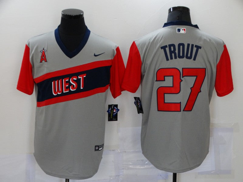 Men's Los Angeles Angels Mike Trout Gray Printed Player Jersey baseball jersey product view 1