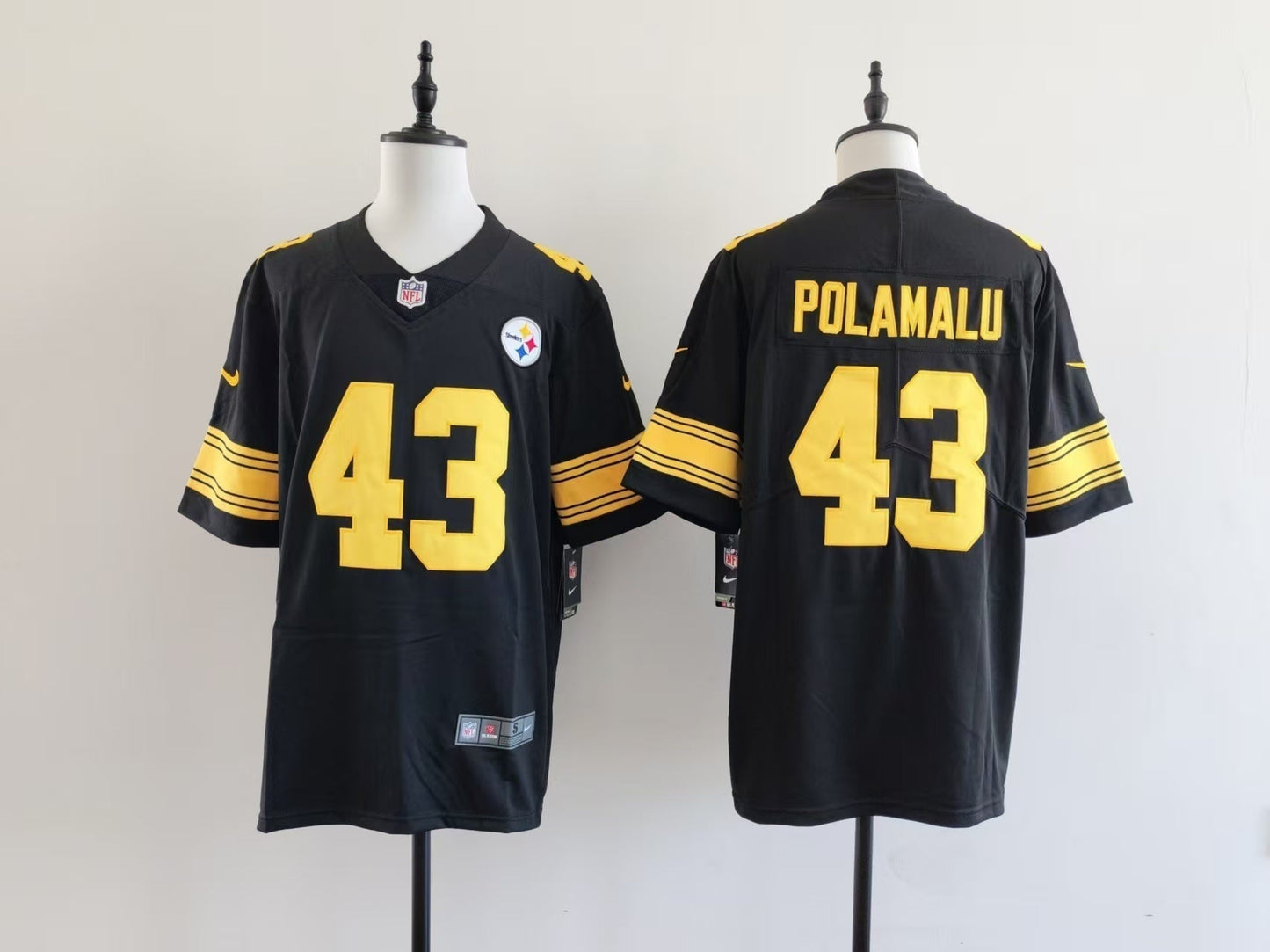 Men's Pittsburgh Steelers Troy Polamalu Jersey - Black-yellow numbers football jersey product view 1