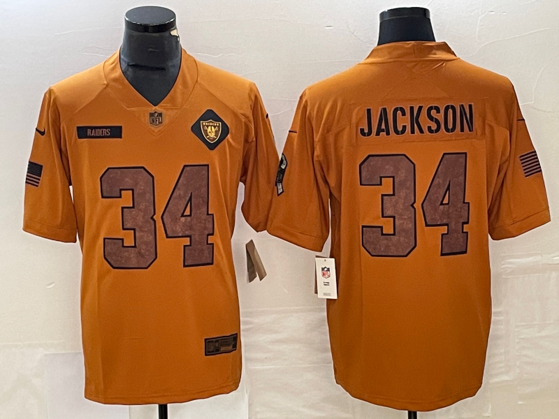Men's Las Vegas Raiders Bo Jackson Brown 2023 Salute To Service Retired Player Limited Jersey football jersey product view 1