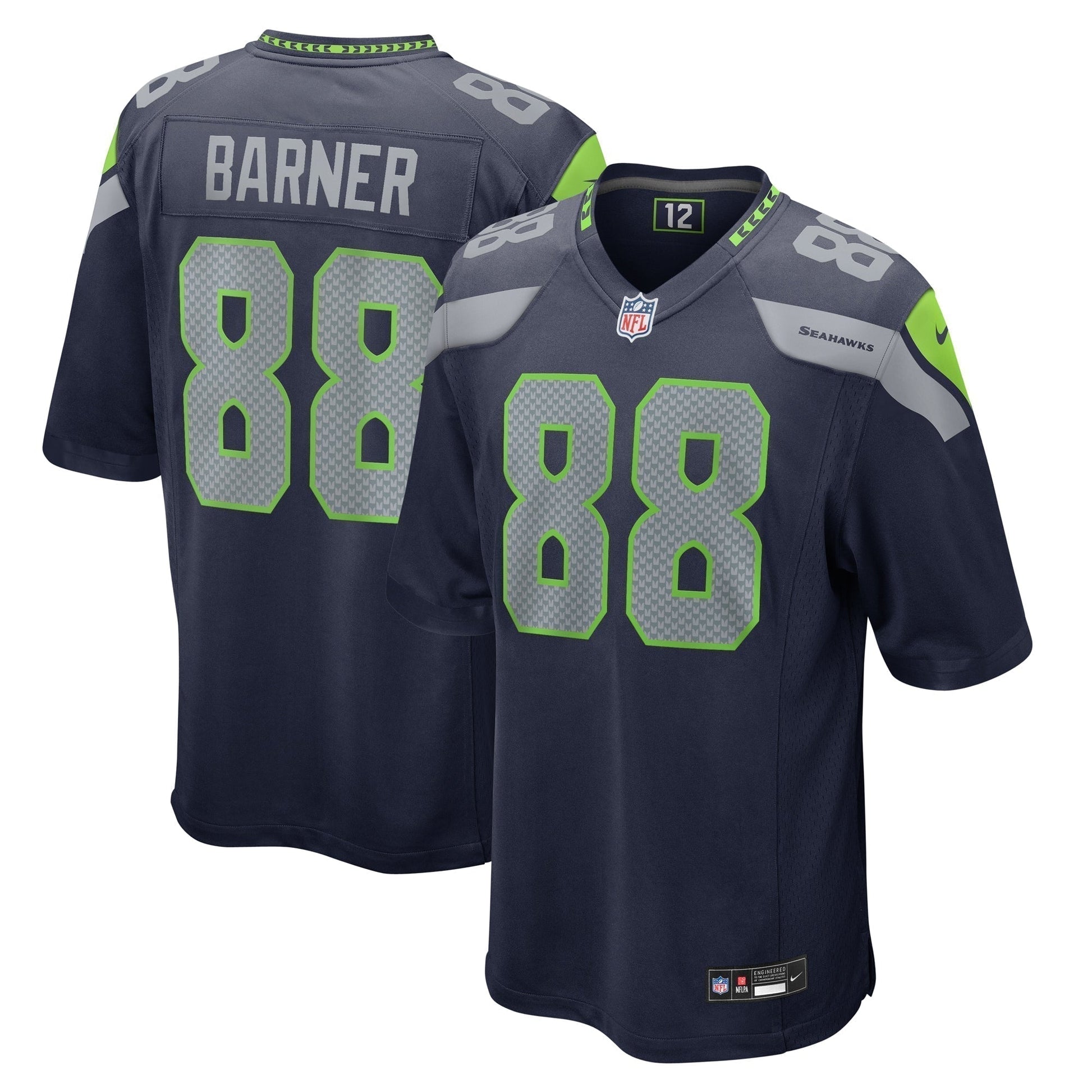 A.J. Barner Seattle Seahawks Game Jersey - College Navy football jersey product view 1