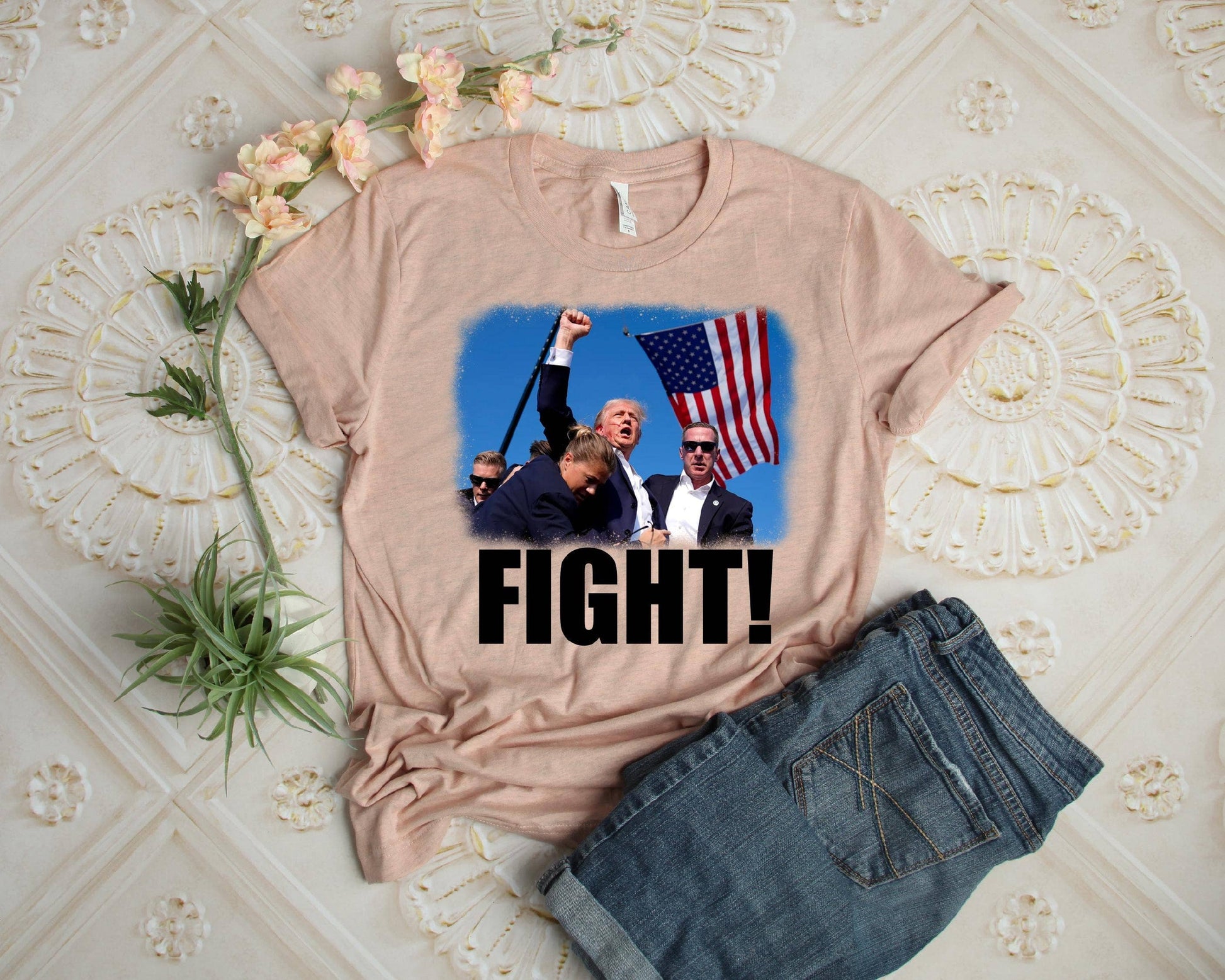 Trump Fight Shirt - Support Trump 2024 Election 'never Surre Unisex T-shirt, Sweatshirt, Hoodie, Long Sleeve Tee - T-Shirt, Sweatshirt, Hoodie
