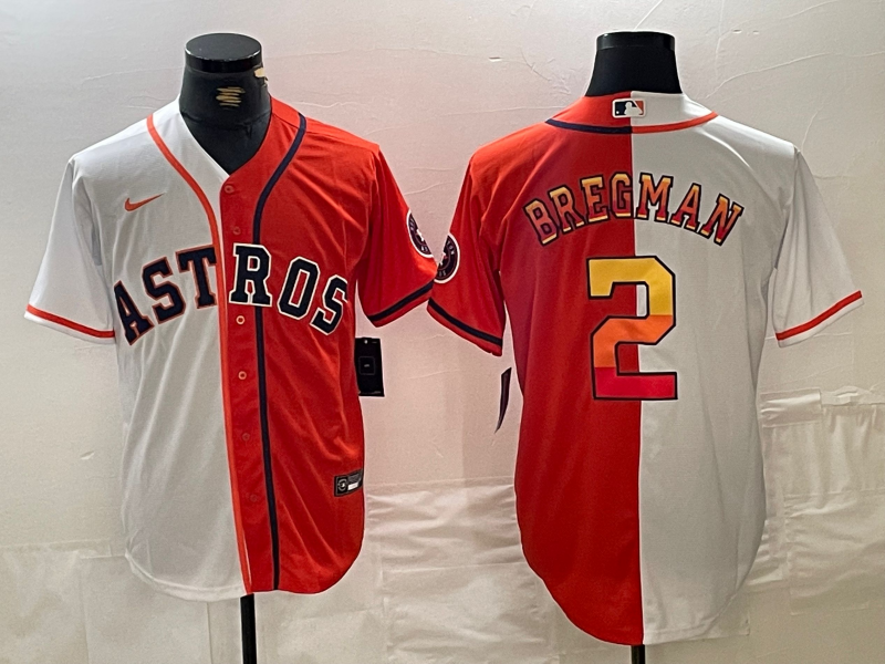 Men's Houston Astros Alex Bregman White/Orange Replica Player Jersey baseball jersey product view 1