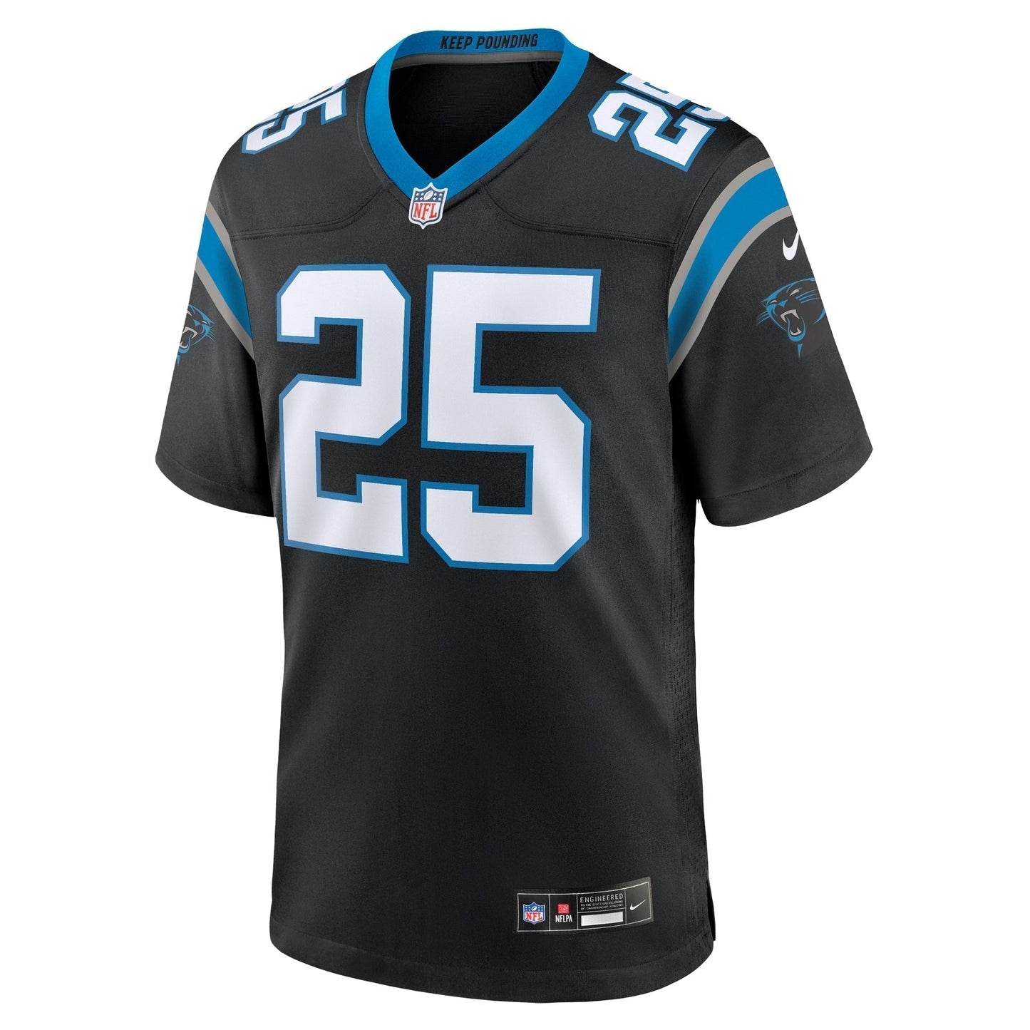 Xavier Woods Carolina Panthers Team Game Jersey - Black football jersey product view 2