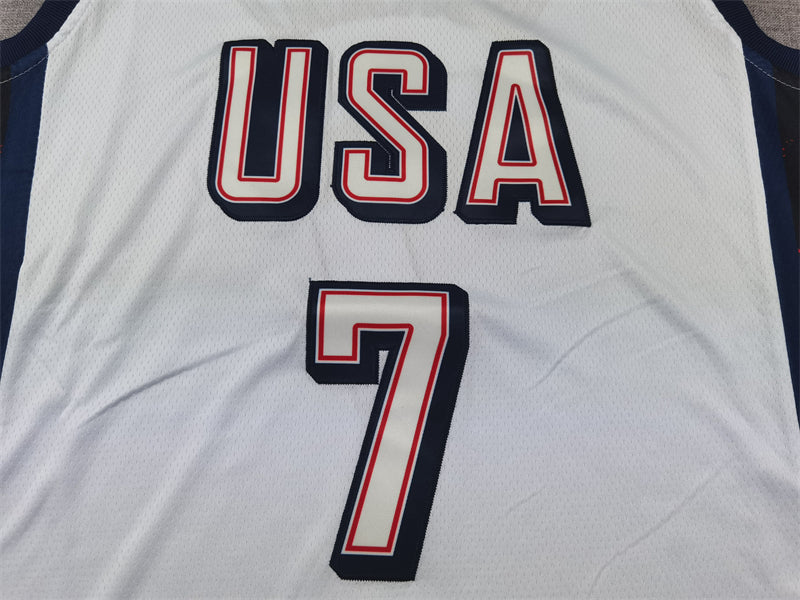 Men's 2024 USA Dream Team Kevin Durant #7 White Authentic Player Jersey basketball jersey product view 3