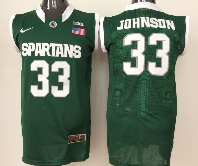 Men's Michigan State Spartans Magic Johnson Green Player Jersey basketball jersey product view 1