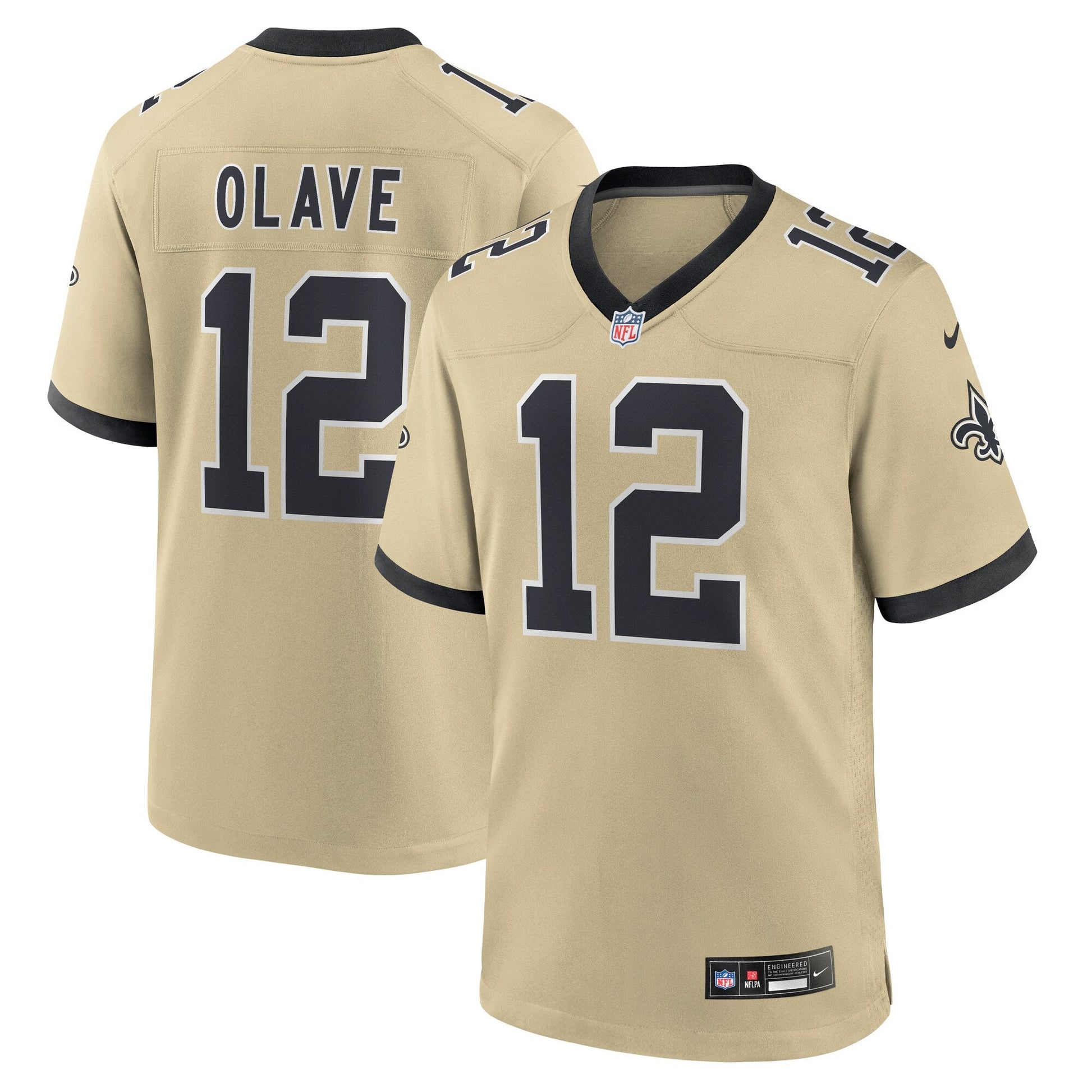 New Orleans Saints Chris Olave Gold Gameday Golds Alternate Game Player Jersey football jersey product view 1