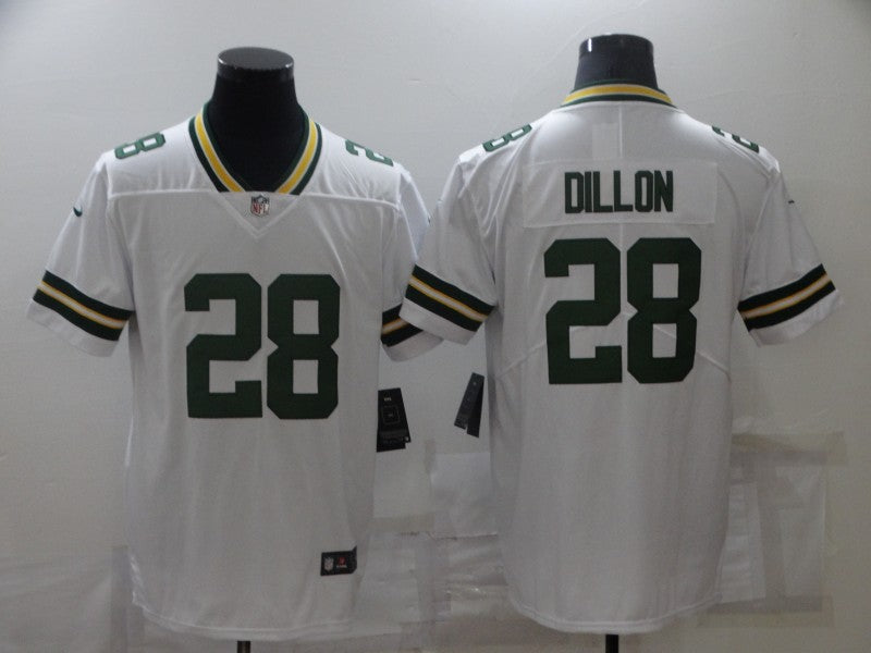 Men's Green Bay Packers AJ Dillon #28 White Game Jersey1 football jersey product view 1